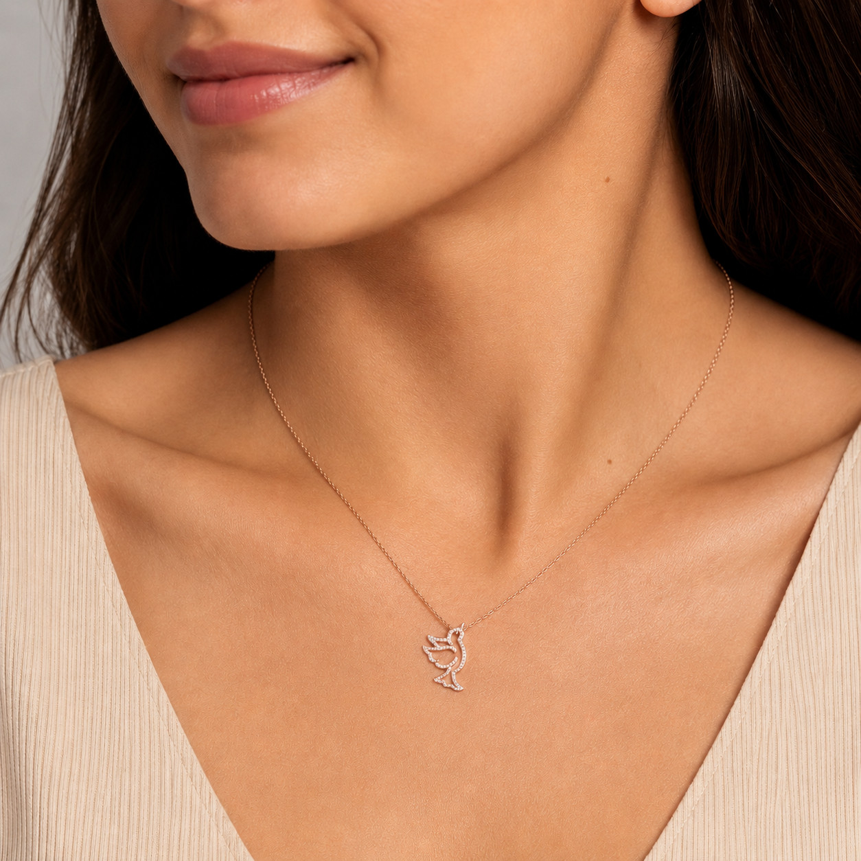 0.30Ct Round Cut Moissanite Pendant Whit Chain 18″ 10K Solid Gold for Women