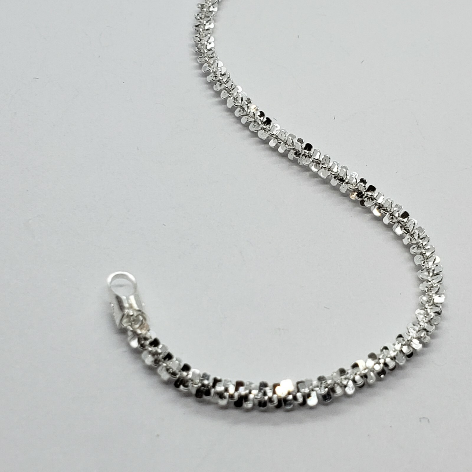 Sterling Silver Sparkle Rock Chain Necklace Bracelet 2mm Diamond 7″-24″