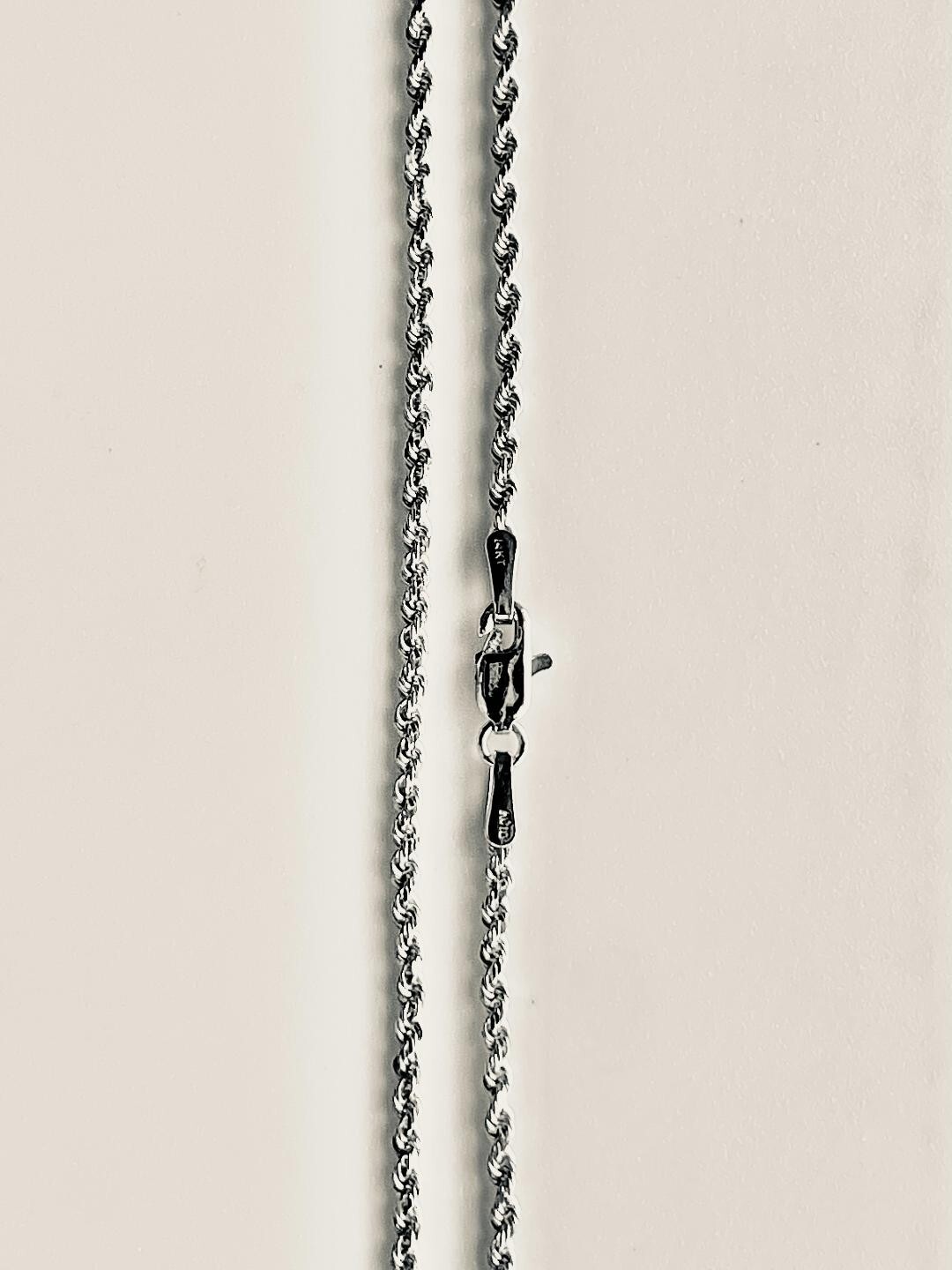 2.0 mm L: 16 inches (40 cm) 14K Solid White Gold Rope Chain 4.4 Grams New 1