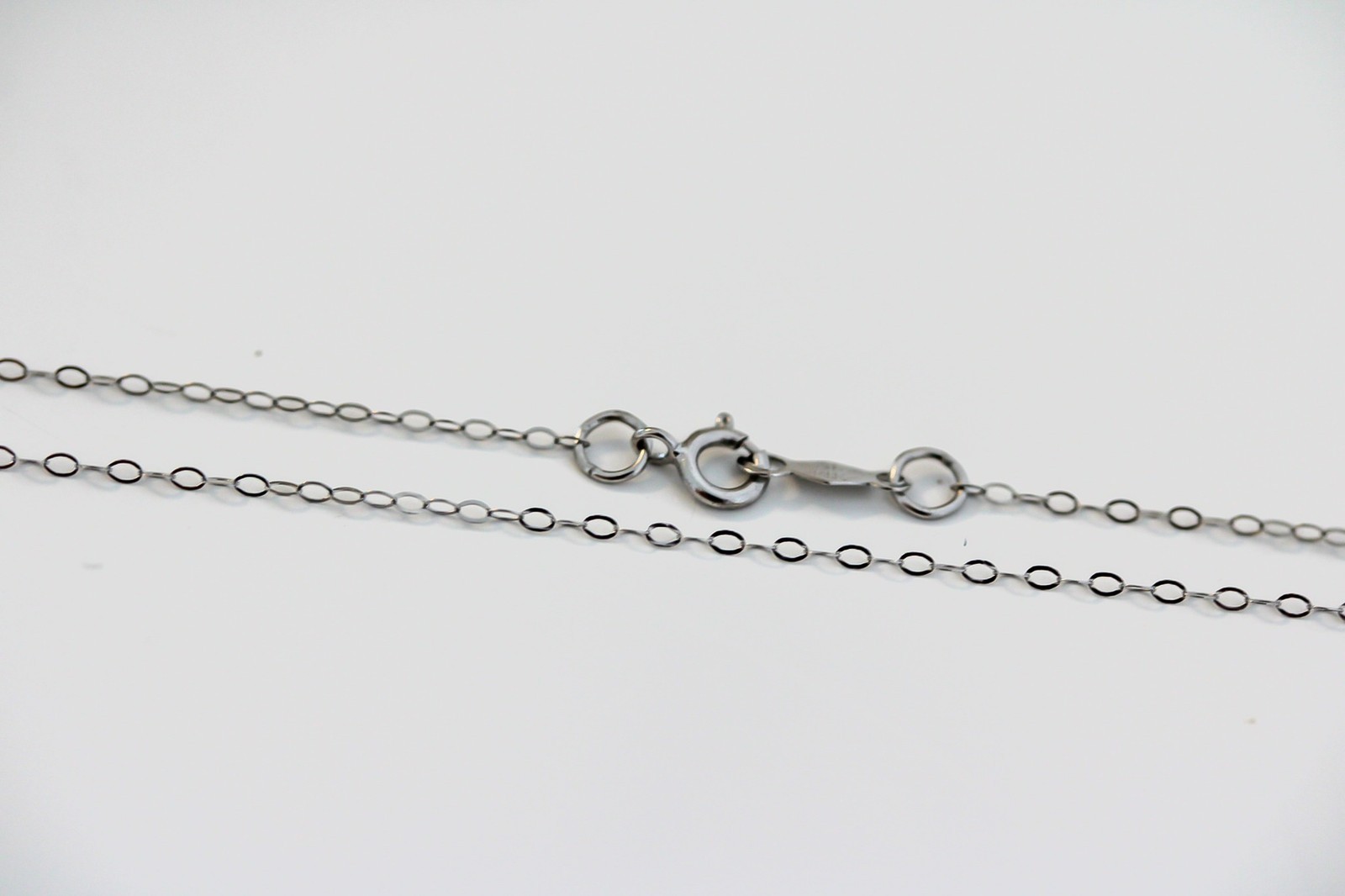 14K Solid White Gold Dainty Cable Chain Necklace 18 Inch, 0.5mm Boston Link