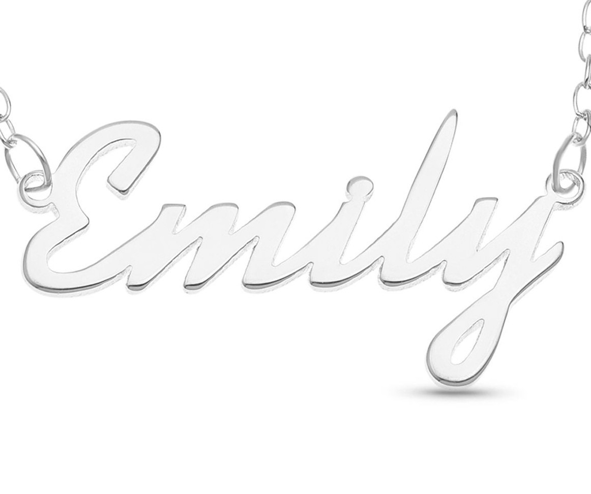 Emily Name Plate Necklace Pendent Sterling Silver female Personalized Custom