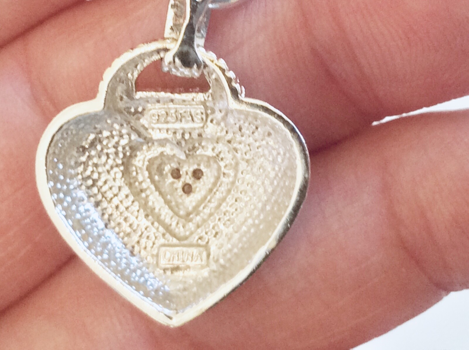 NWOT ~ FAS ~ 14K & STERLING SILVER ~ CZ Heart Pendant ~ 17” to 18” Cord Necklace