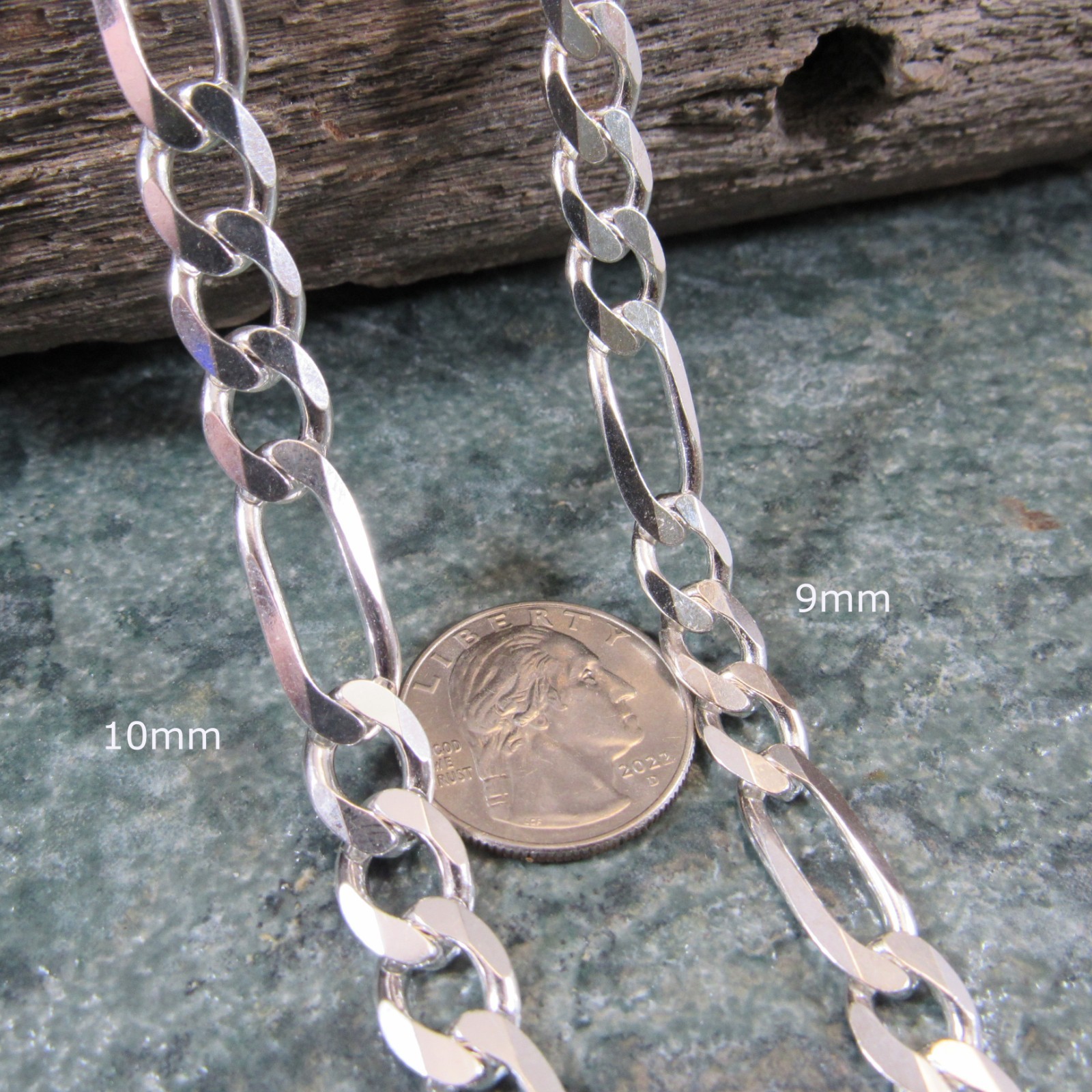 3MM or 5MM Solid 925 Sterling Silver Men’s FIGARO Chain Necklace Made In Italy