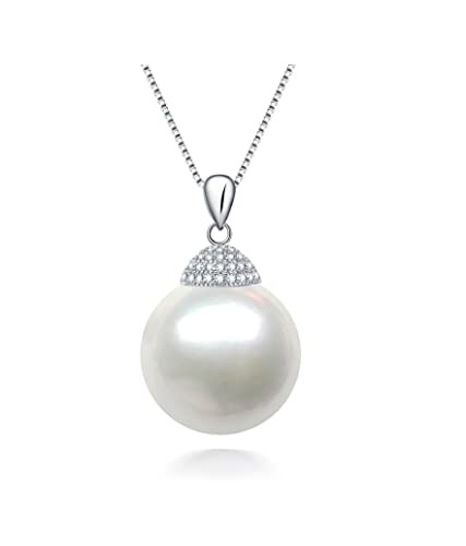 16-17mm White Freshwater Pearl Pendant AA+ in 925 Silver 18″ Chain