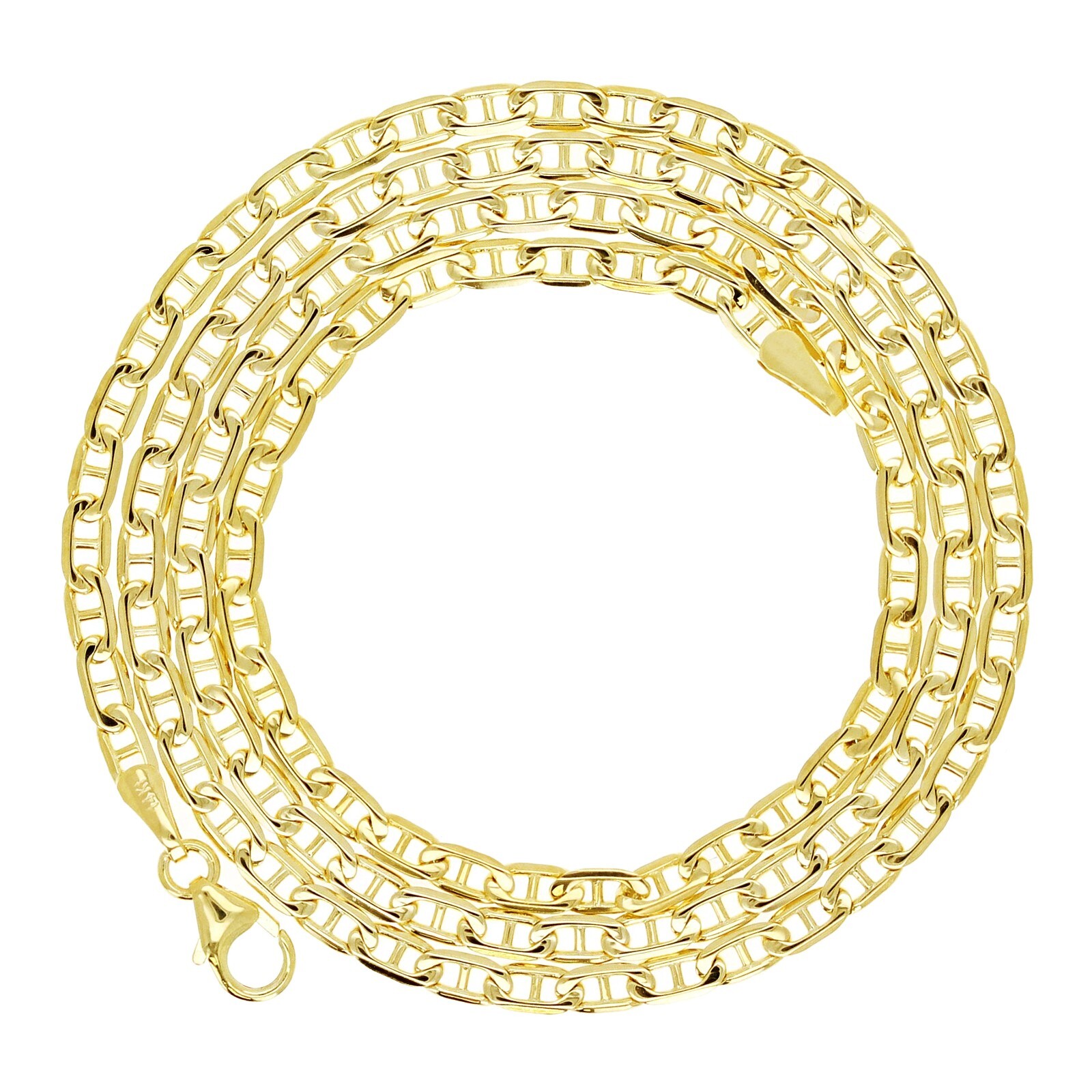 Italian 14k Yellow Gold Solid Anchor Mariner Link Chain Necklace 20″ 3mm 8.4gram