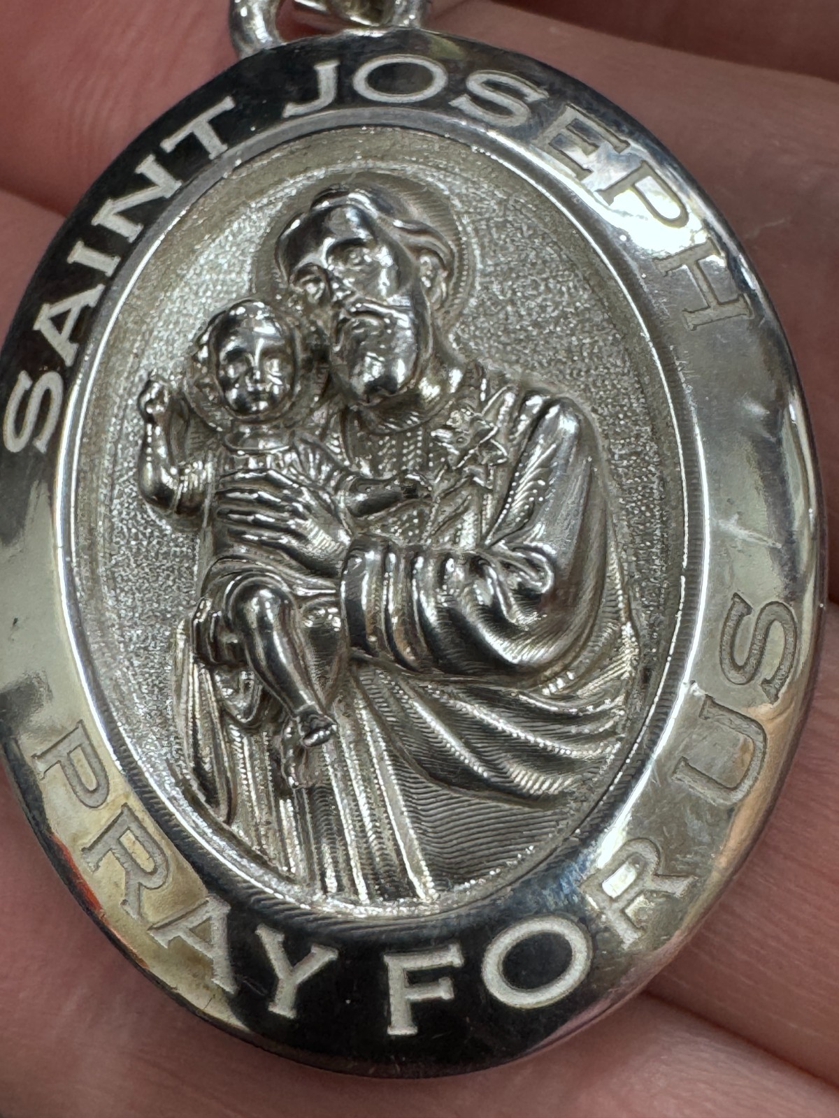Saint Joseph “Pray For Us” Miraculous Metal 2 Inch Pendant 29 Grams 925