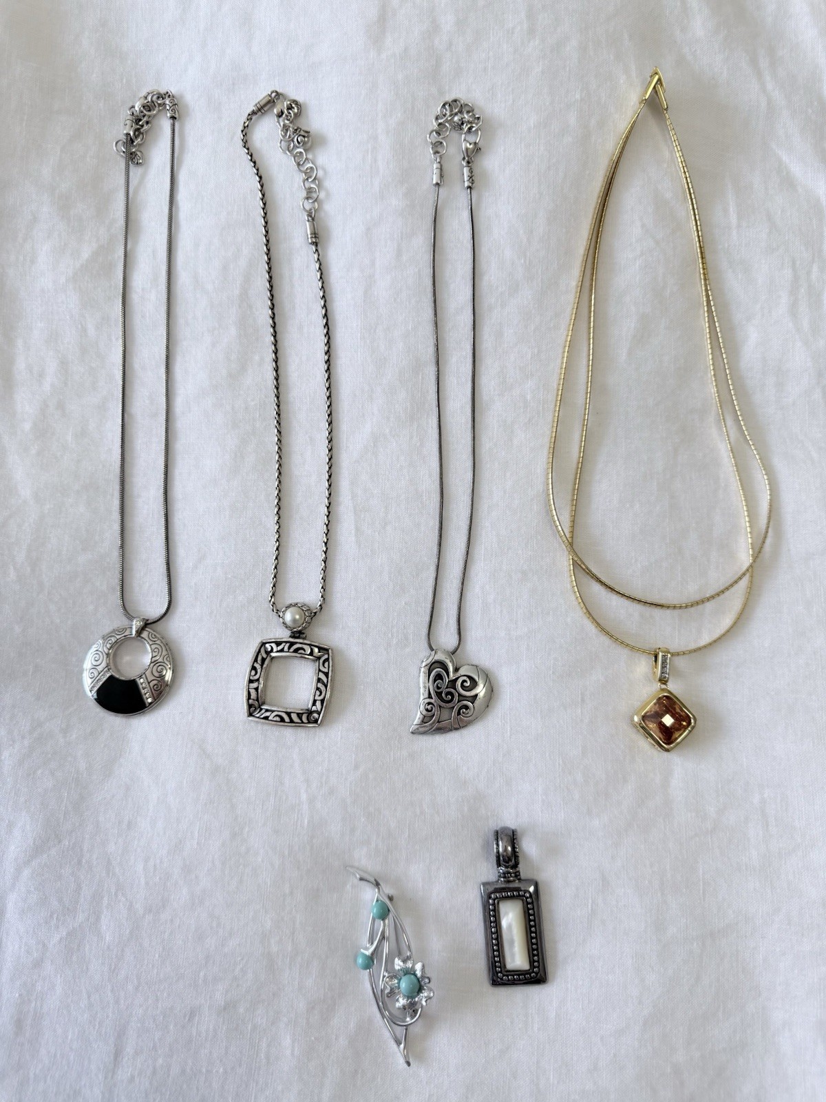 Brighton | Pendant Necklace Lot Silver Tone Fashion Jewelry | Extra Assorted Pcs