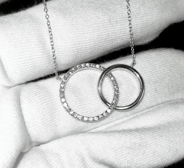 1Ct Round Lab Created Diamond interlocking Circle Pendant 14k White Gold Plated