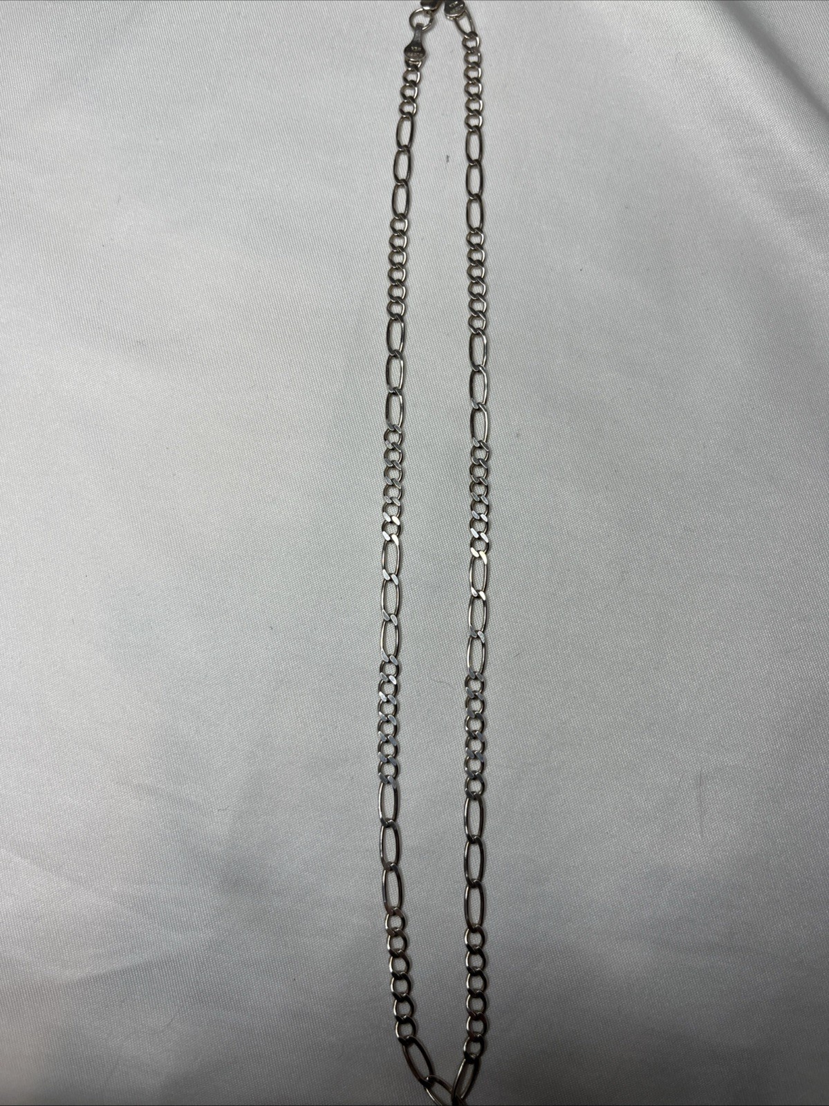 Mexico 925 Sterling Silver Unique Figaro Link Chain Necklace Signed MD28V 6g