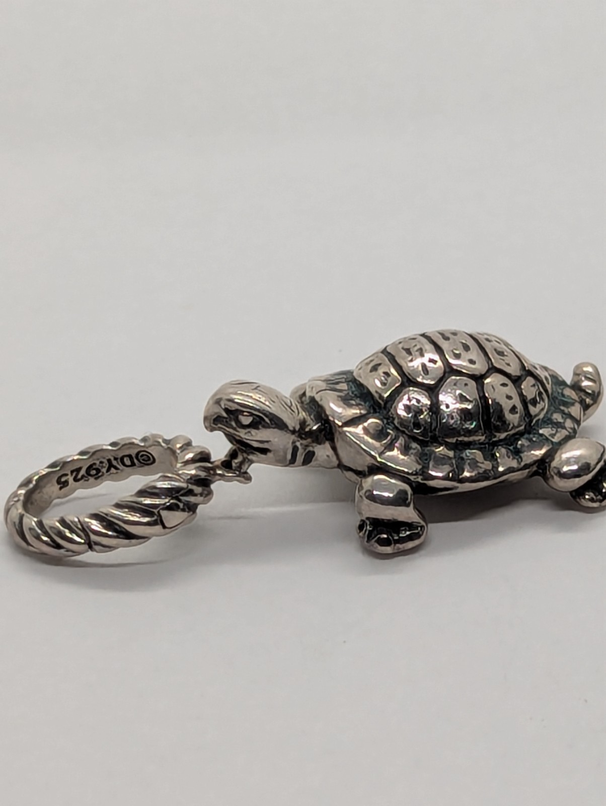 David Yurman Sterling Cable Turtle Enhancer Pendant Charm Retired
