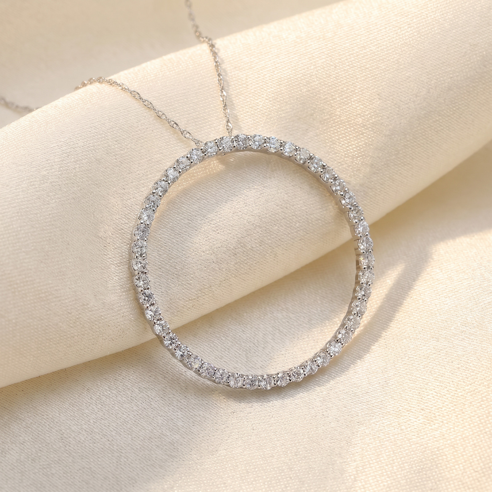 2ct Circle Eternity 14K White Gold Diamond Pendant
