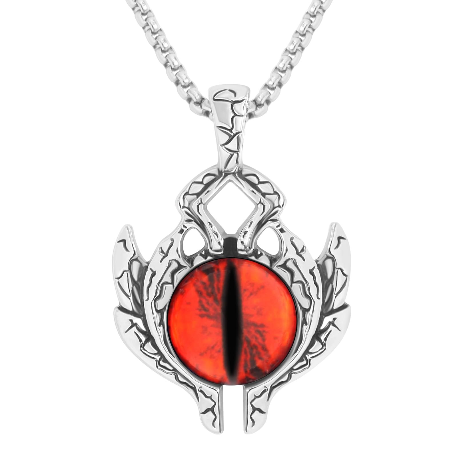 Necklace for Men and Women, 24 Inches 316L Stainless Steel Devil’s Eye Necklace,