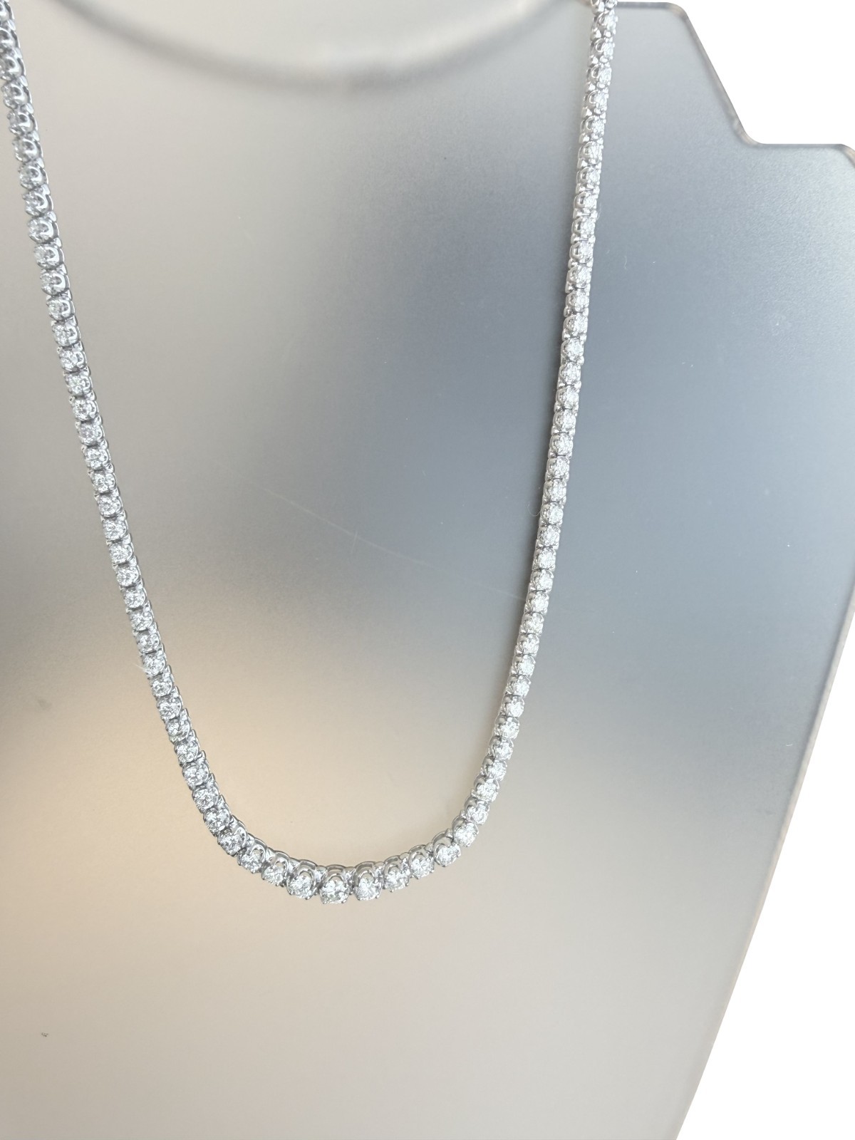 15.50 CTW Natural Diamond Tennis Necklace 14K White Gold G-H Color VS2 17 Inches