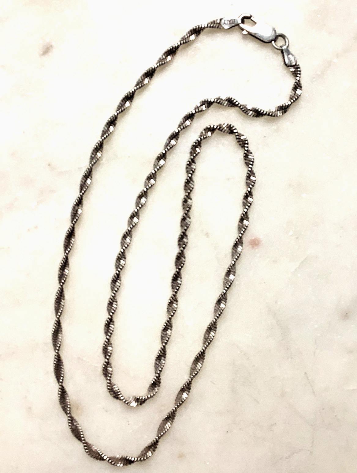 Sterling Necklace Chain 925 Silver Twisted Singapore Link 18″ Italy Signed