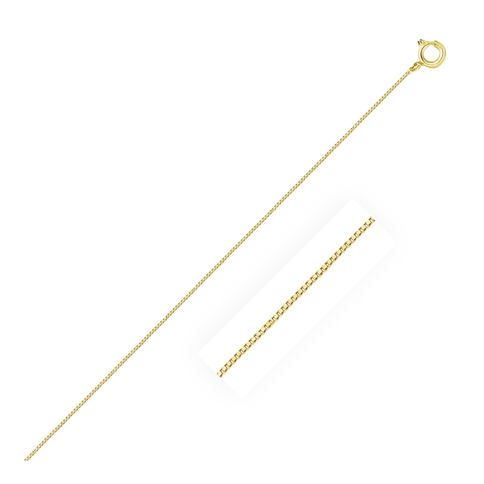 Classic Box Chain, 10K Yellow Gold, Sizes 16-20, 0.45 mm, Dainty, Polished