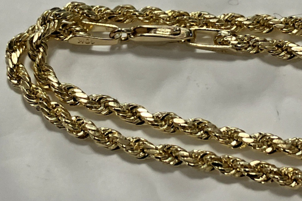 10kt Real Gold Rope Hollow Chain 3.4Grams 2.5mm 22” GND Brand New with Tag 10k