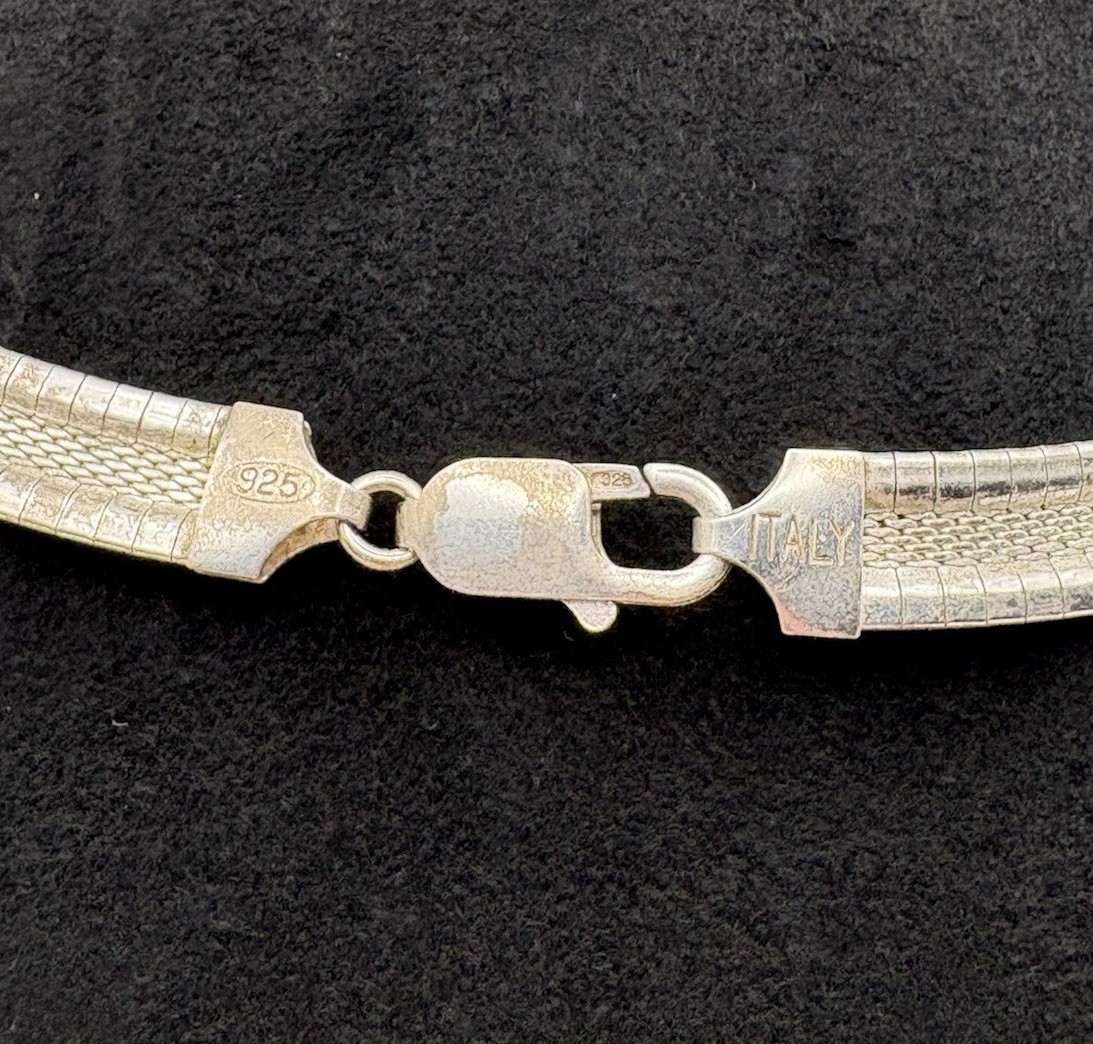 Vintage 925 Italy Sterling Silver Snake Chain Necklace 33.9g Thick Herringbone