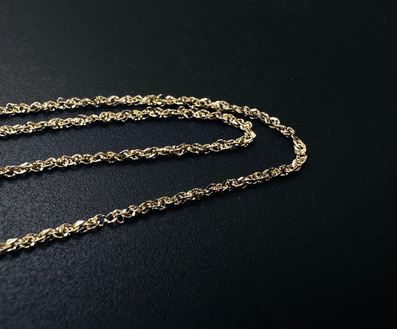 10K Yellow Gold Diamond-cut Prince of Wales Link Chain Necklace, 1.1mm, 17 3/4″
