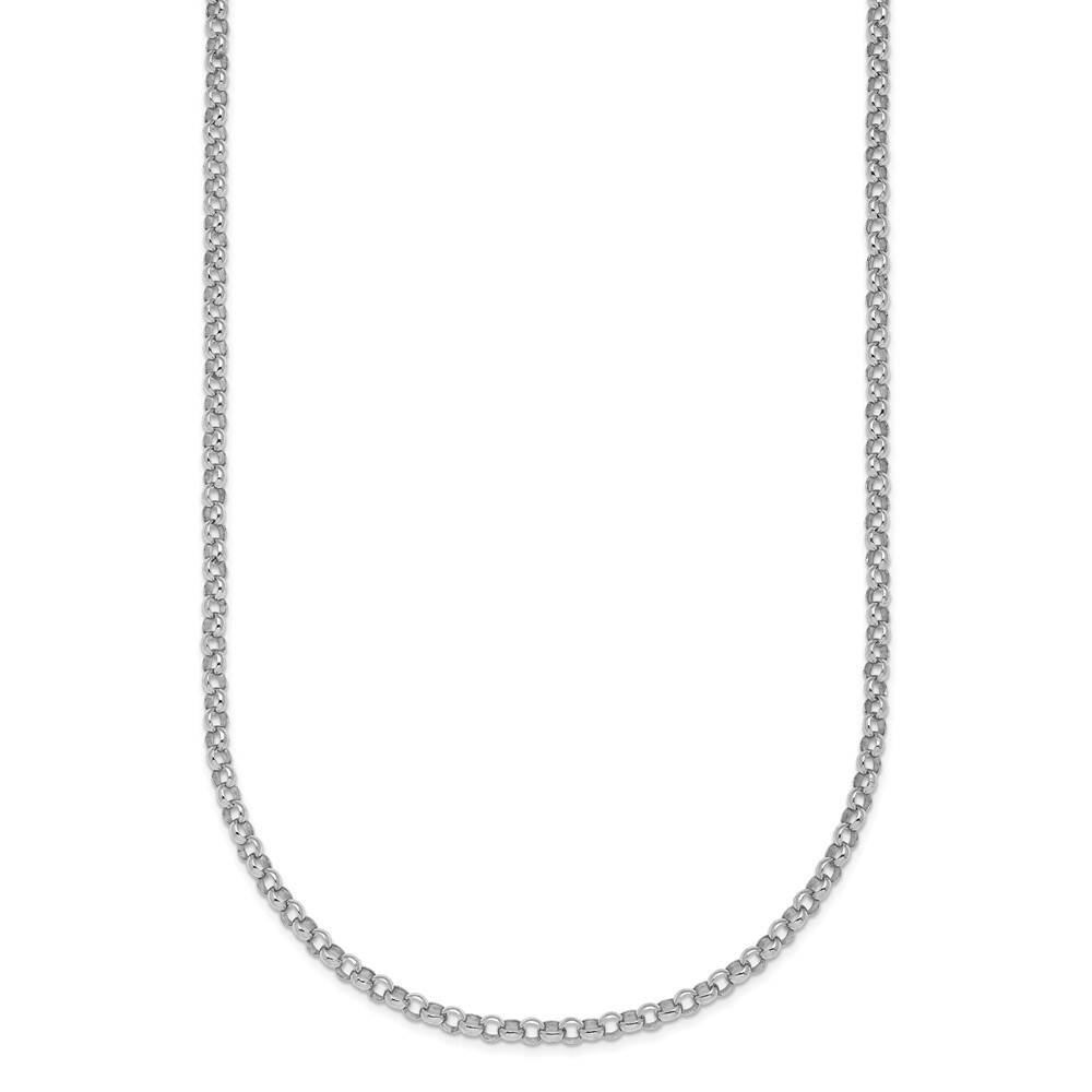 18K White Gold 2.4mm Solid Rolo 30″ Chain Necklace 11.94gram