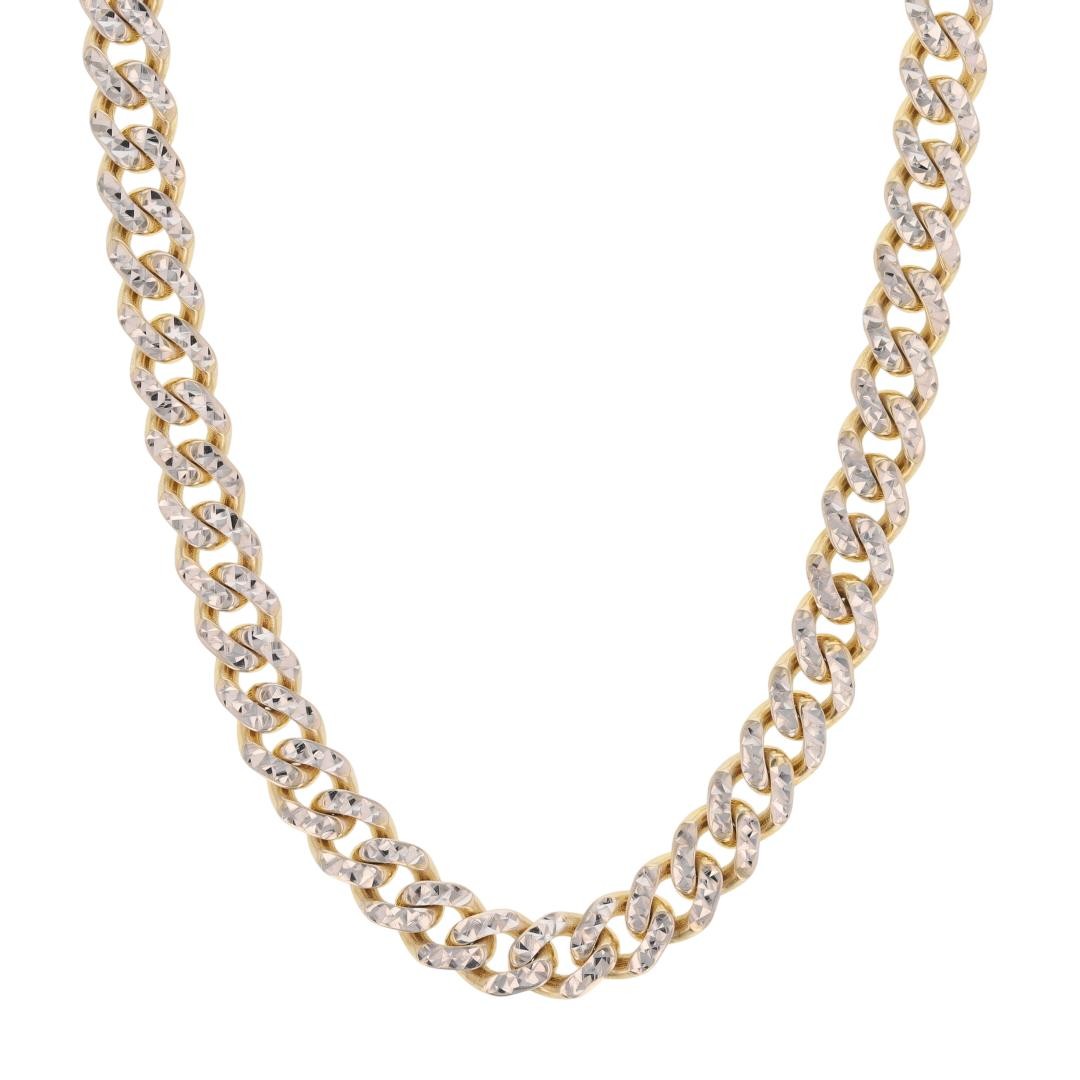 6.2mm Diamond-Cut Curb Link Chain 22″ Necklace 14k Multi-Tone Gold 17.69 Grams