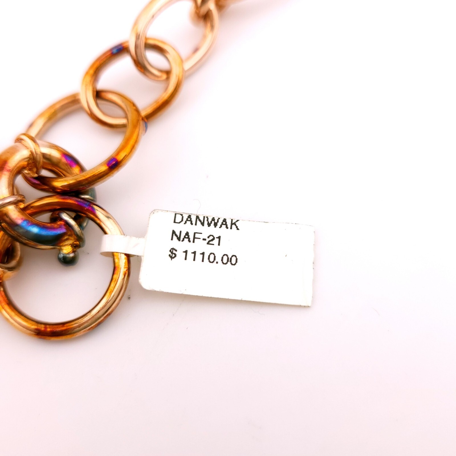 Daniel W. Danwak Sterling Silver Rose Gold Tone Large Chain Link 32″ In Necklace