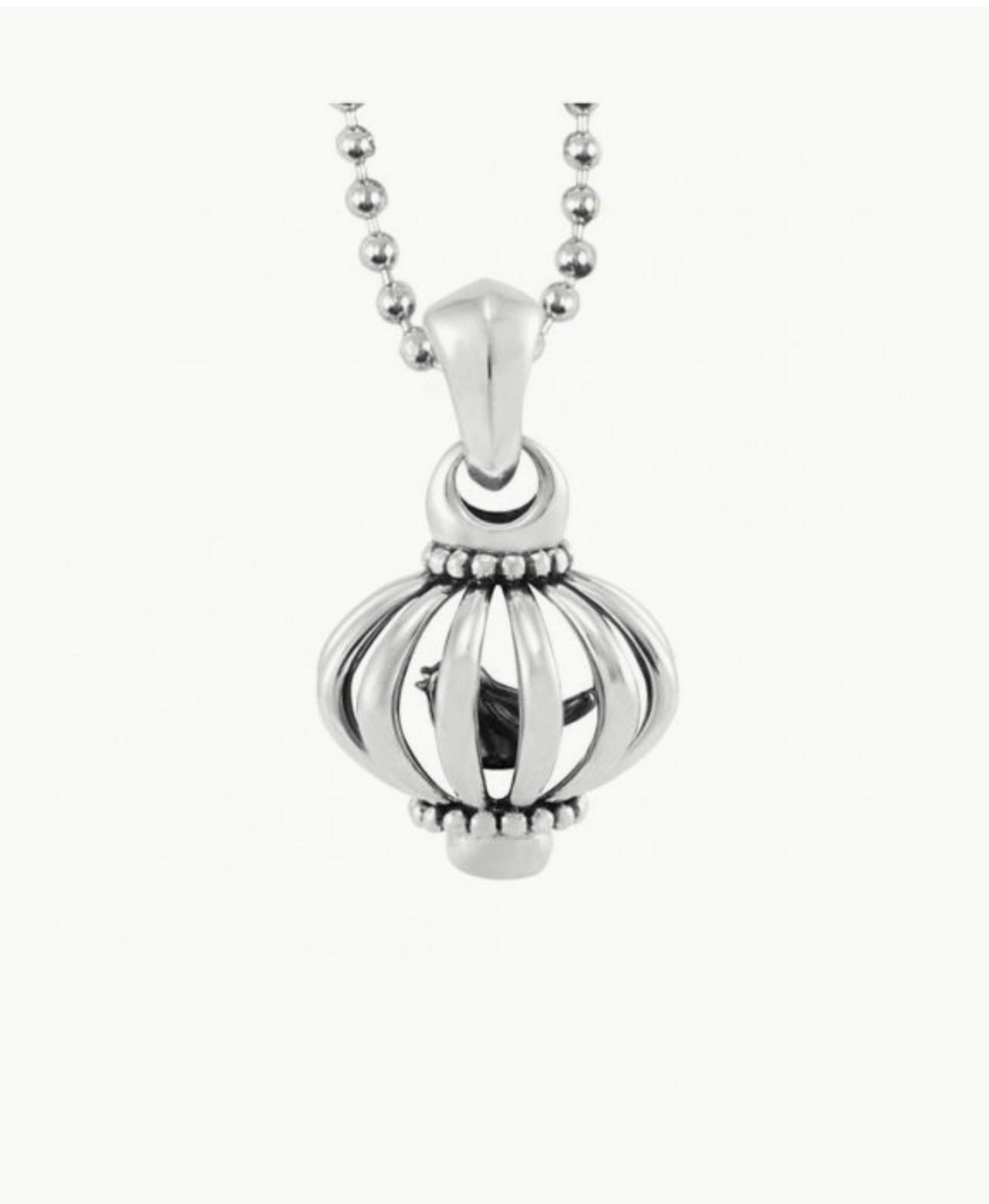 LAGOS 925 Sterling Silver Birdcage Pendant Ball 34″ Beaded Necklace w/ Gift Box