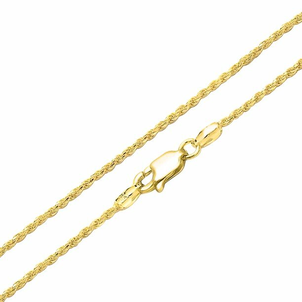 2MM Solid 925 Sterling Silver Gold Italian DIAMOND CUT ROPE CHAIN Necklace Italy