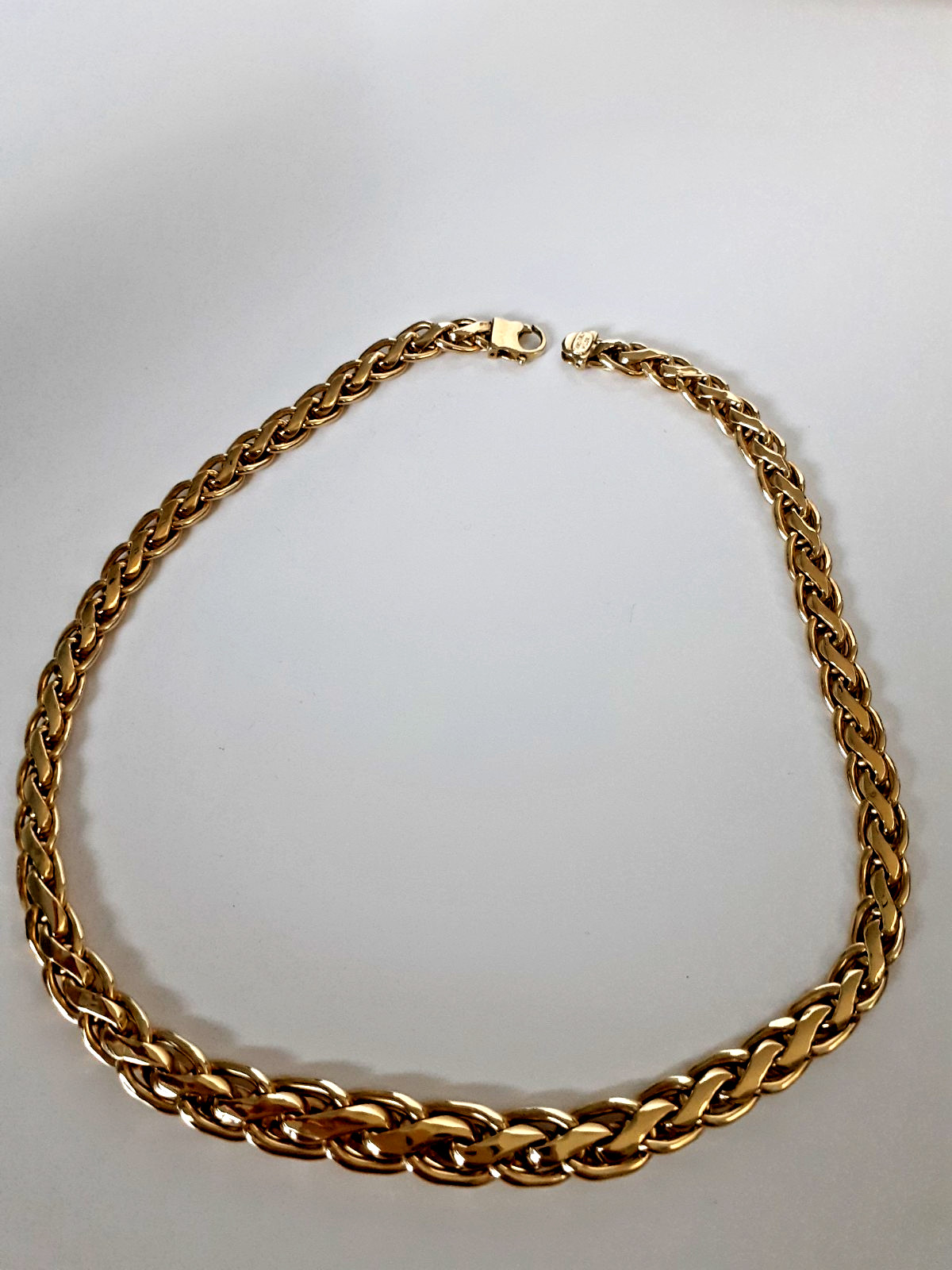 14K Gold Milor Italy Serpentine Graduated Thick Flat Woven Chain 17″Necklace 20G