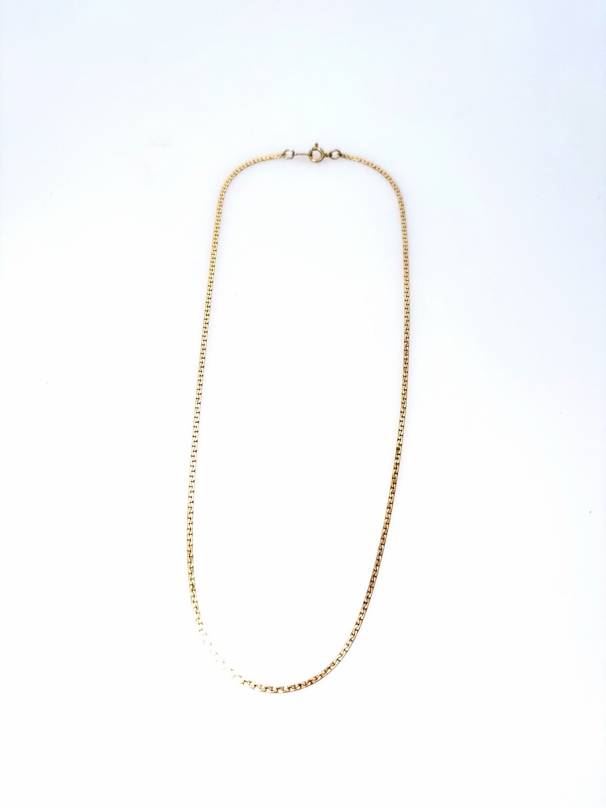 12K Yellow Gold Filled Chain Necklace 3.2g Flat Box Curb Dense Texture 16”