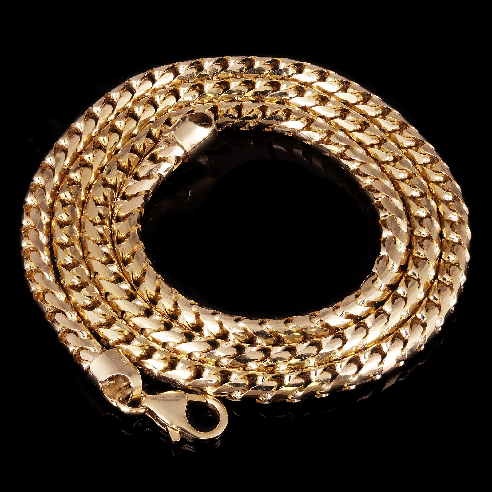Italian 14k Yellow Gold Solid Diamond Cut Franco Chain Necklace 22″ 4mm 46 grams