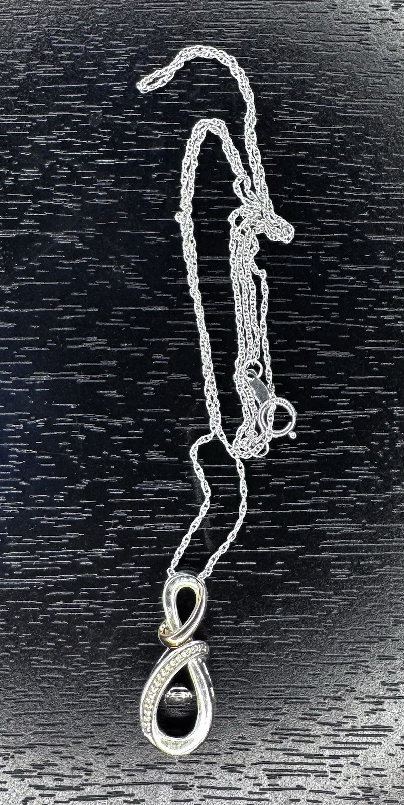 925 10K Diamond Pavé Infinity Unstoppable Love Pendant Chain Necklace