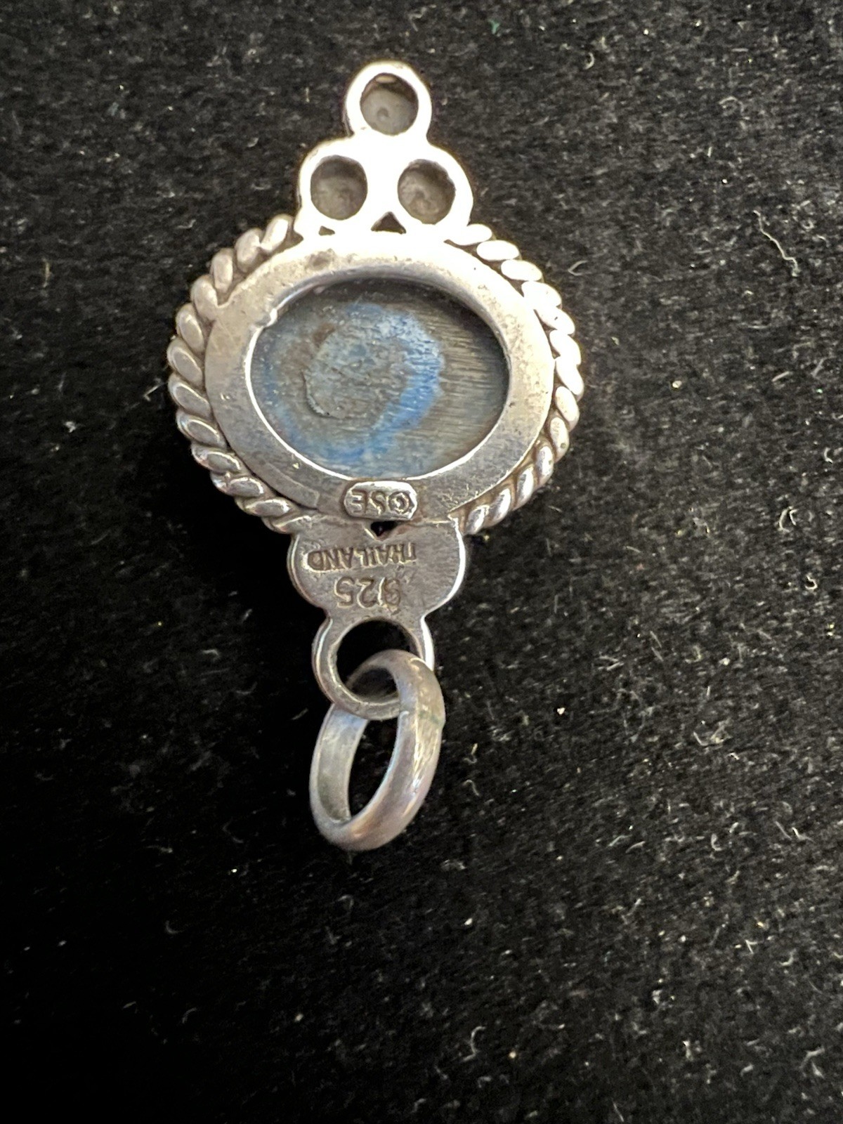 Sterling Silver 925 Turquoise Pendant 1 Inch Hard Plastic