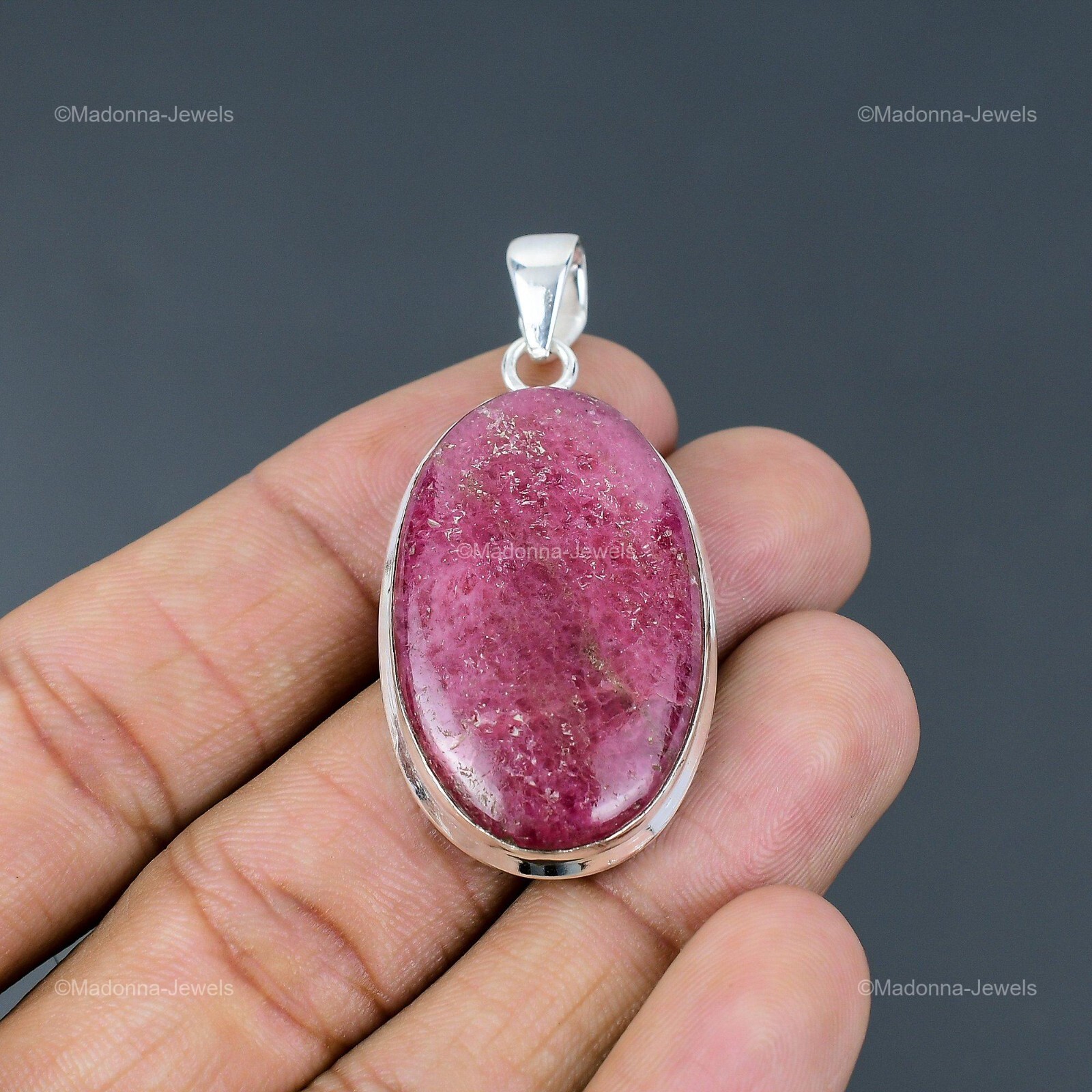 Rhodonite Gemstone Wedding Bezel Anniversary Pendant Jewelry 925 Sterling Silver