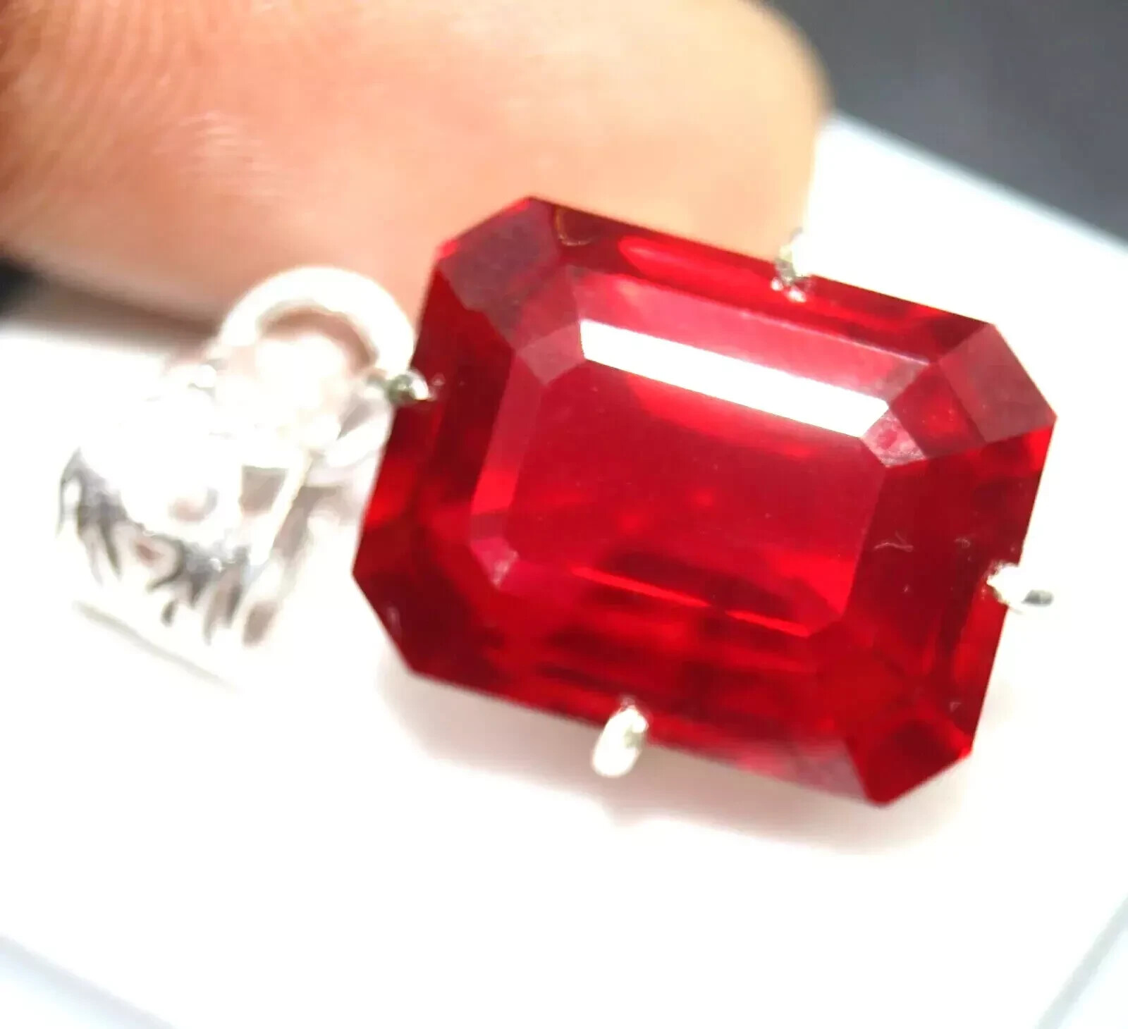 30 Ct Natural Red Ruby Emerald Cut Pendant AGL Certified Gemstone
