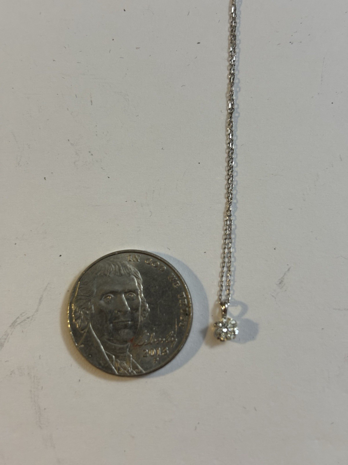 K18WG NATURAL 0.20 CT DIAMOND PENDANT 16 Inches Necklace
