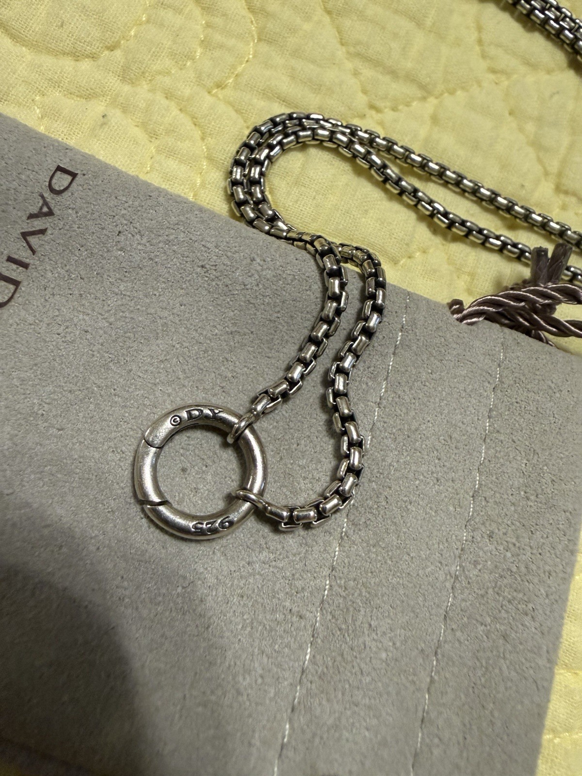 David Yurman Authentic Amulet Vehicle Box Chain Necklace Sterling Silver 24” EUC