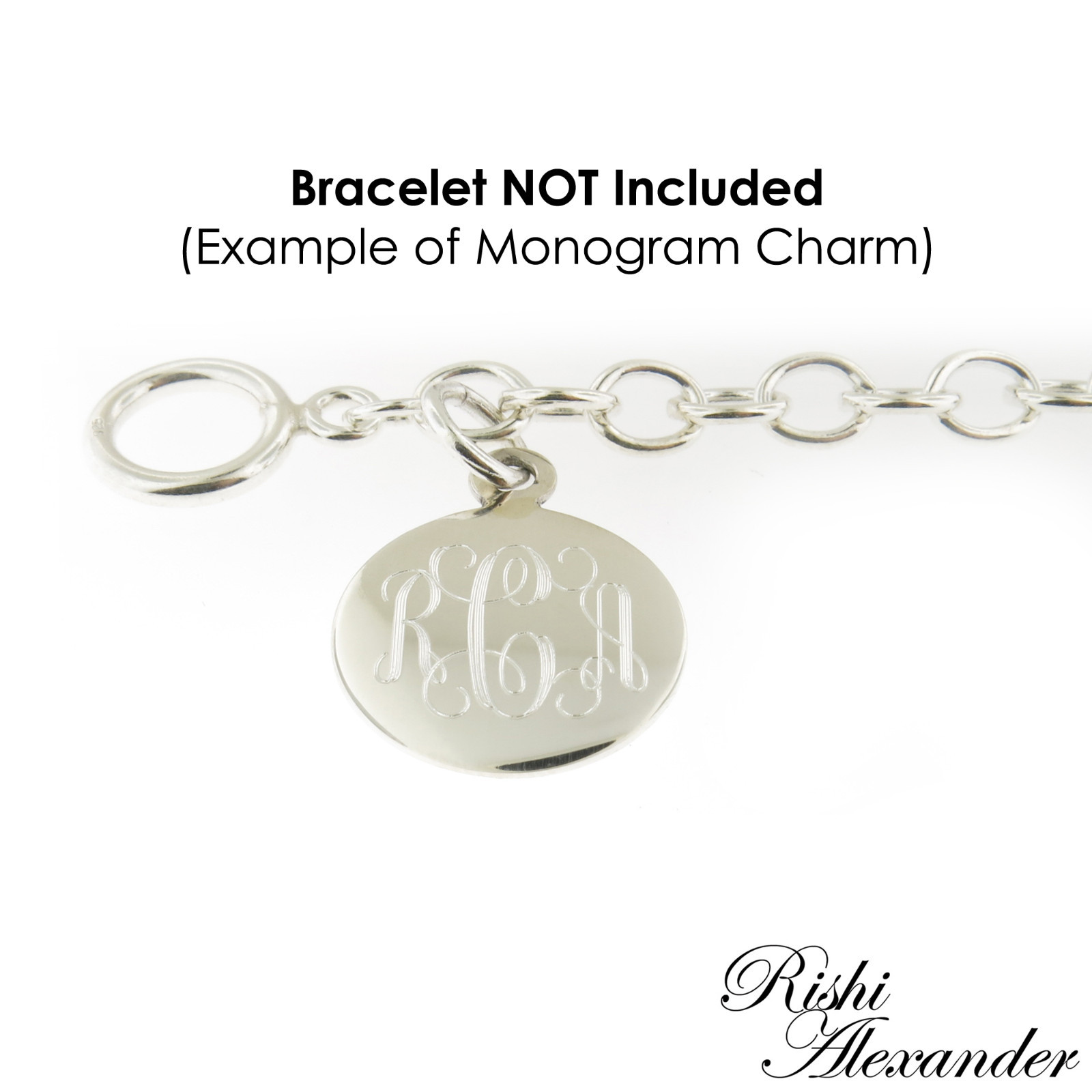 925 Sterling Silver Round Monogram Pendant or Charm All Sizes Personalized