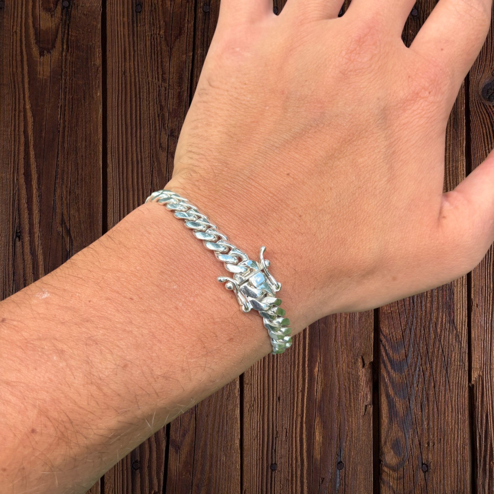 8mm Miami Cuban Link Bracelet – Real Solid 999 Fine Silver HANDMADE IN ITALY