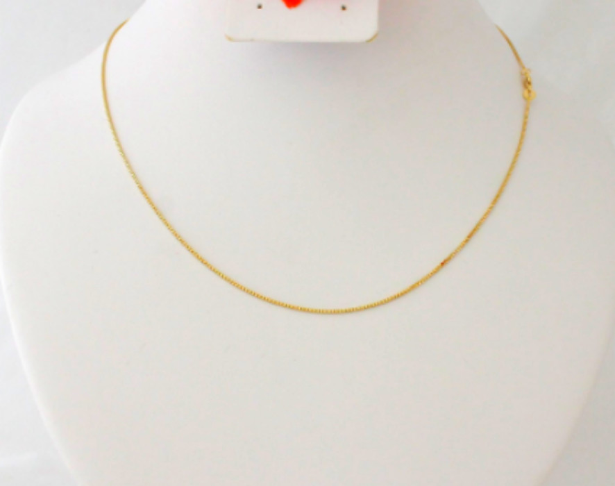 18K Solid Yellow Gold Lite Box Chain Necklace 16″,18″ or 20″