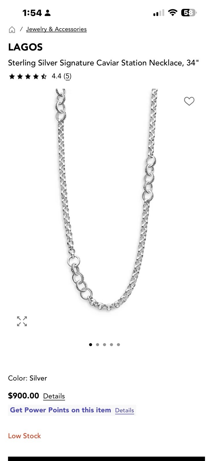 LAGOS Caviar Sterling Silver Link Necklace 925 w/ Box & Papers Nordstrom