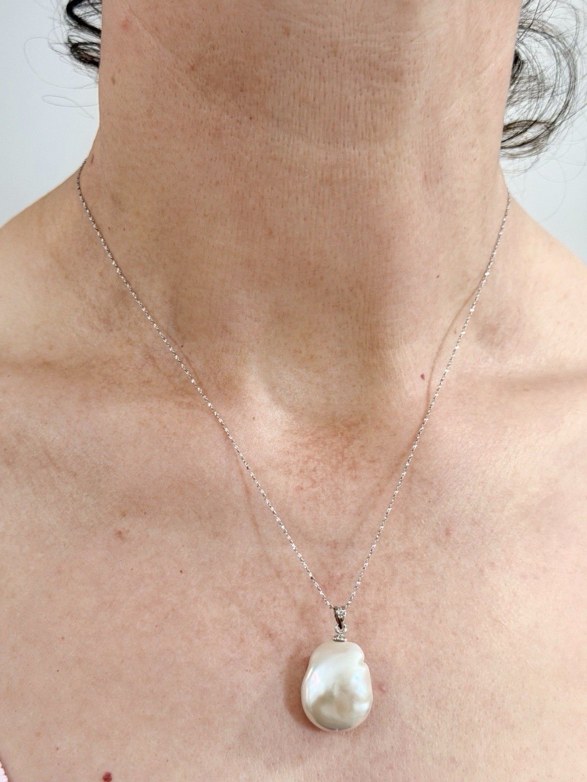 June Birthstone Gift Oval Pearl Pendant 925 Box Chain, Gift For Her