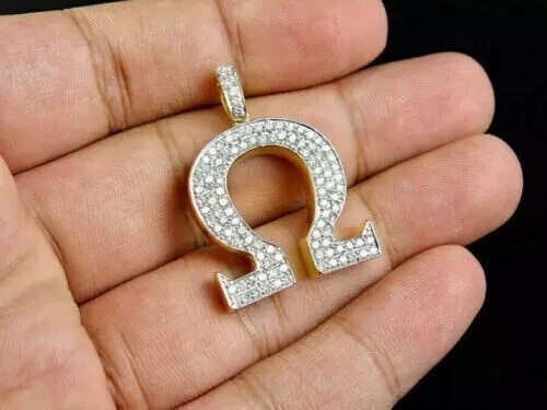 1 Ct Lab Created Diamond Greek Omega Sign Pendant Charm 14K Yellow Gold Plated