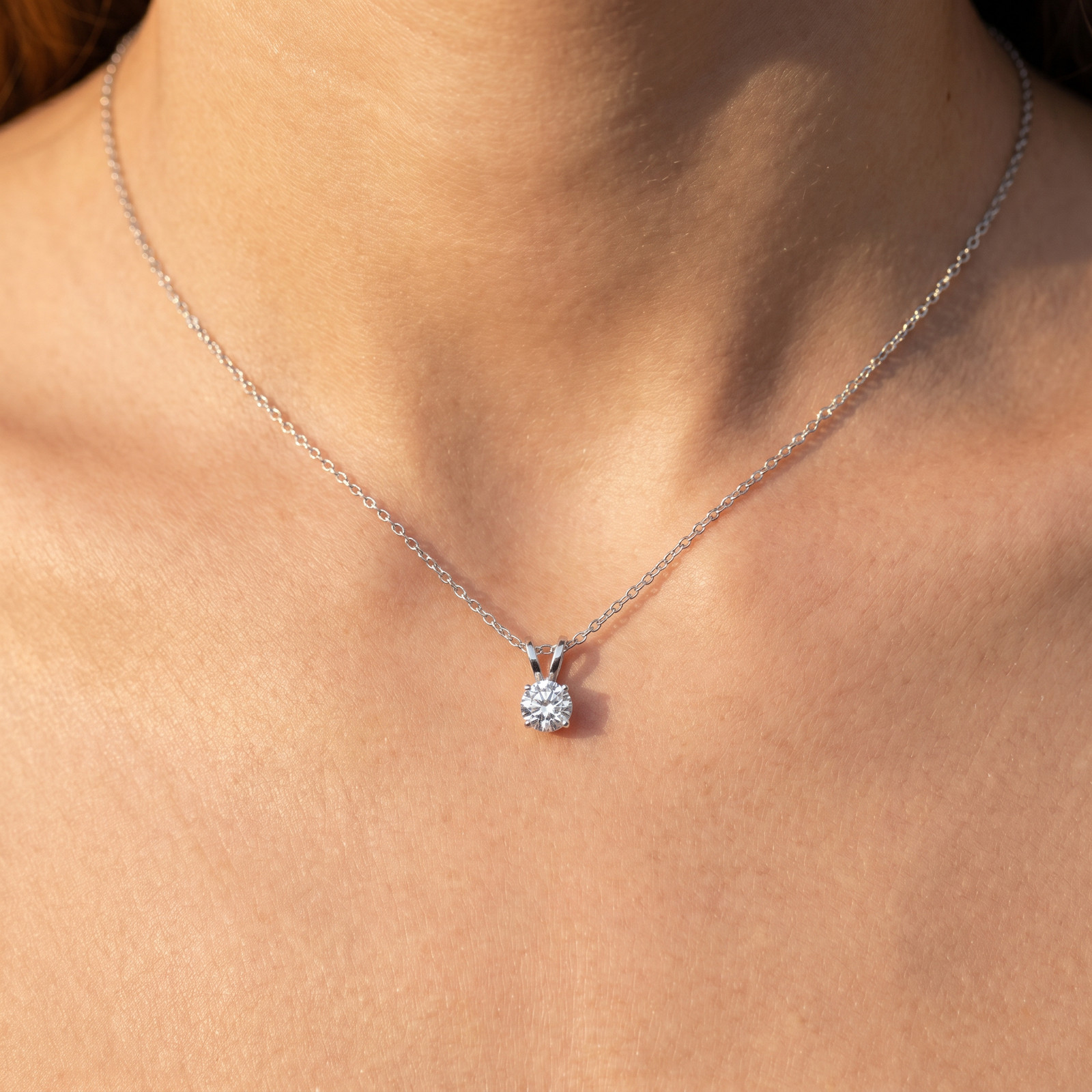 1/4Ct Solitaire Diamond Pendant available in 14K White or Yellow Gold