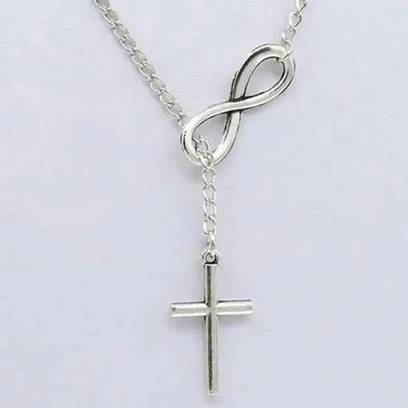Cross & Number Charm Asymmetrical Necklace