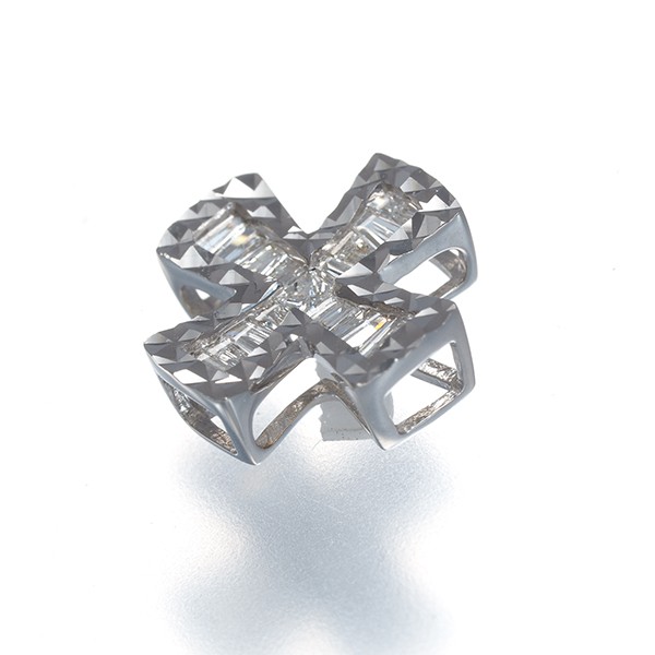 Diamond 0.20ct Cross Pendant 18K 750 White Gold