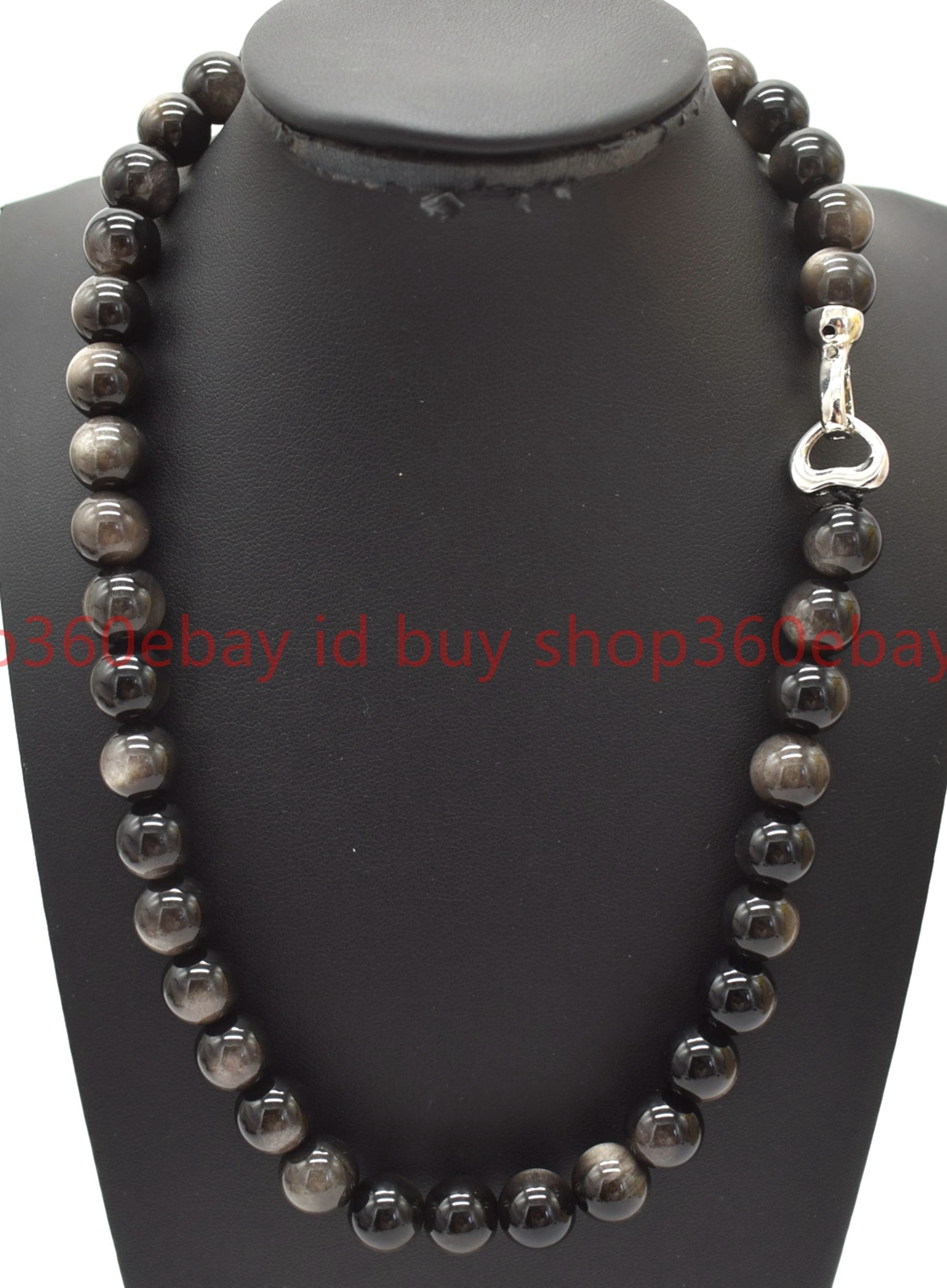 Genuine Natural 8/10/12mm Silver Obsidian gemstone Round Beads necklace 16-28in