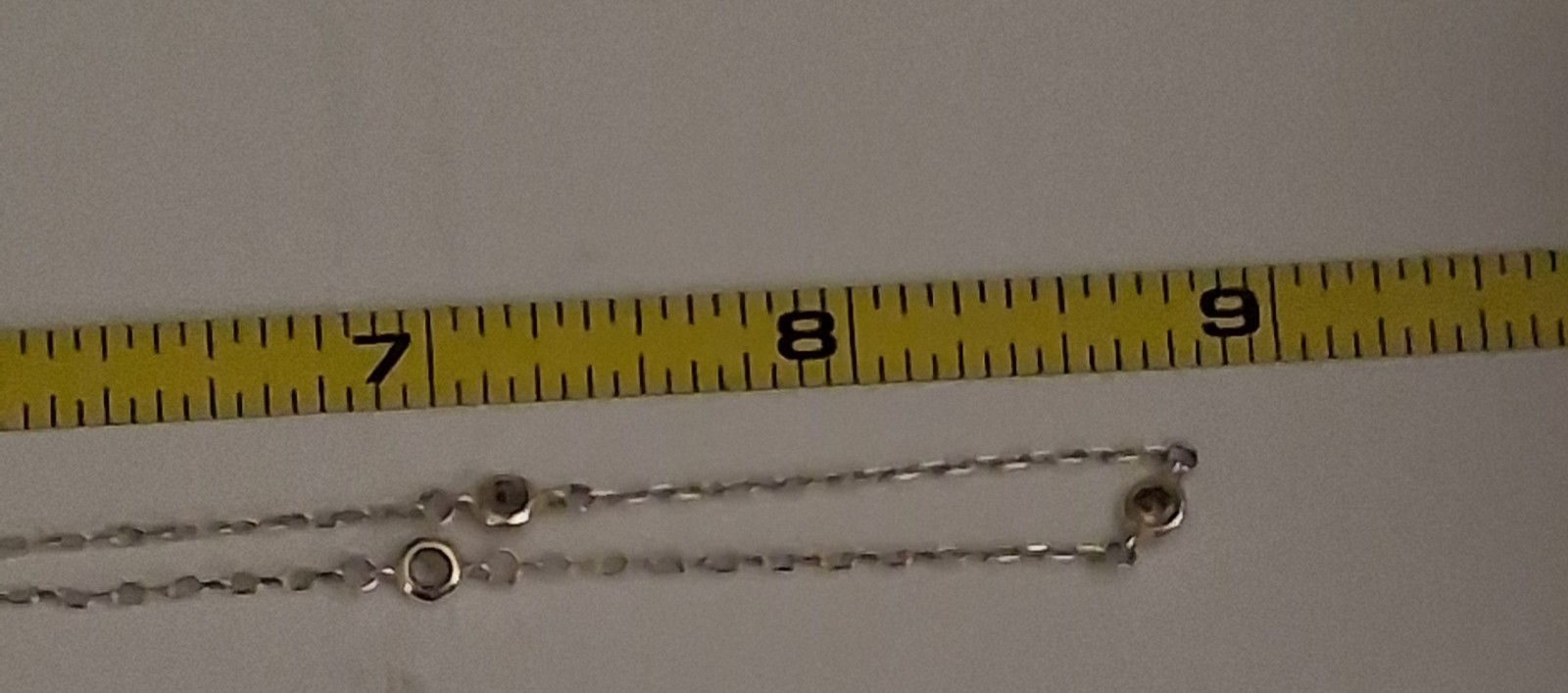 Silver tone Station Cable Chain Necklace Lobster Clasp with small clear stones