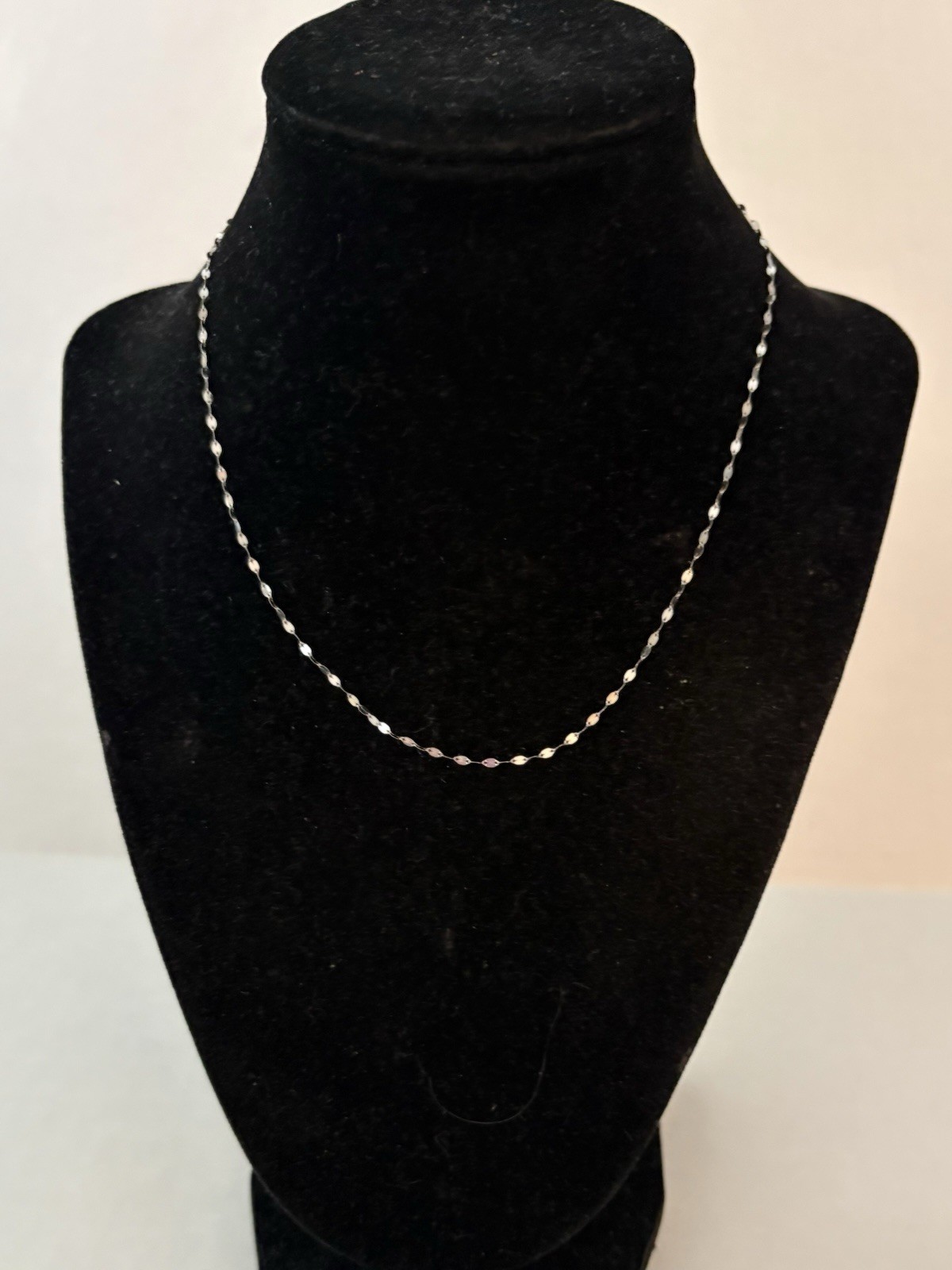 14K Solid WG White Gold Mirror Link Chain Necklace Choker 16″ Sparkle