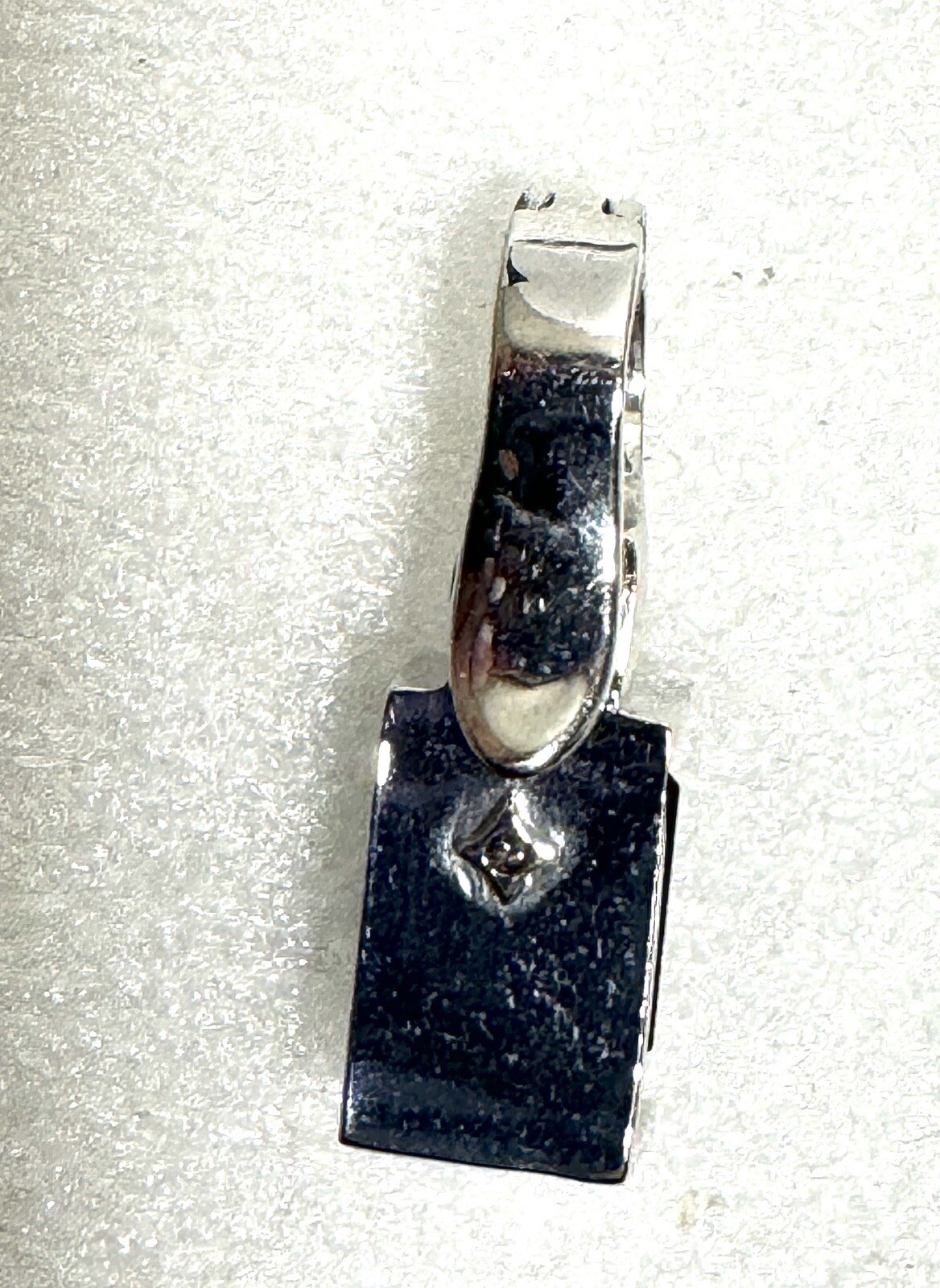 Silver Black Rectangle Stone Pendant Estate Item 1” Unknown