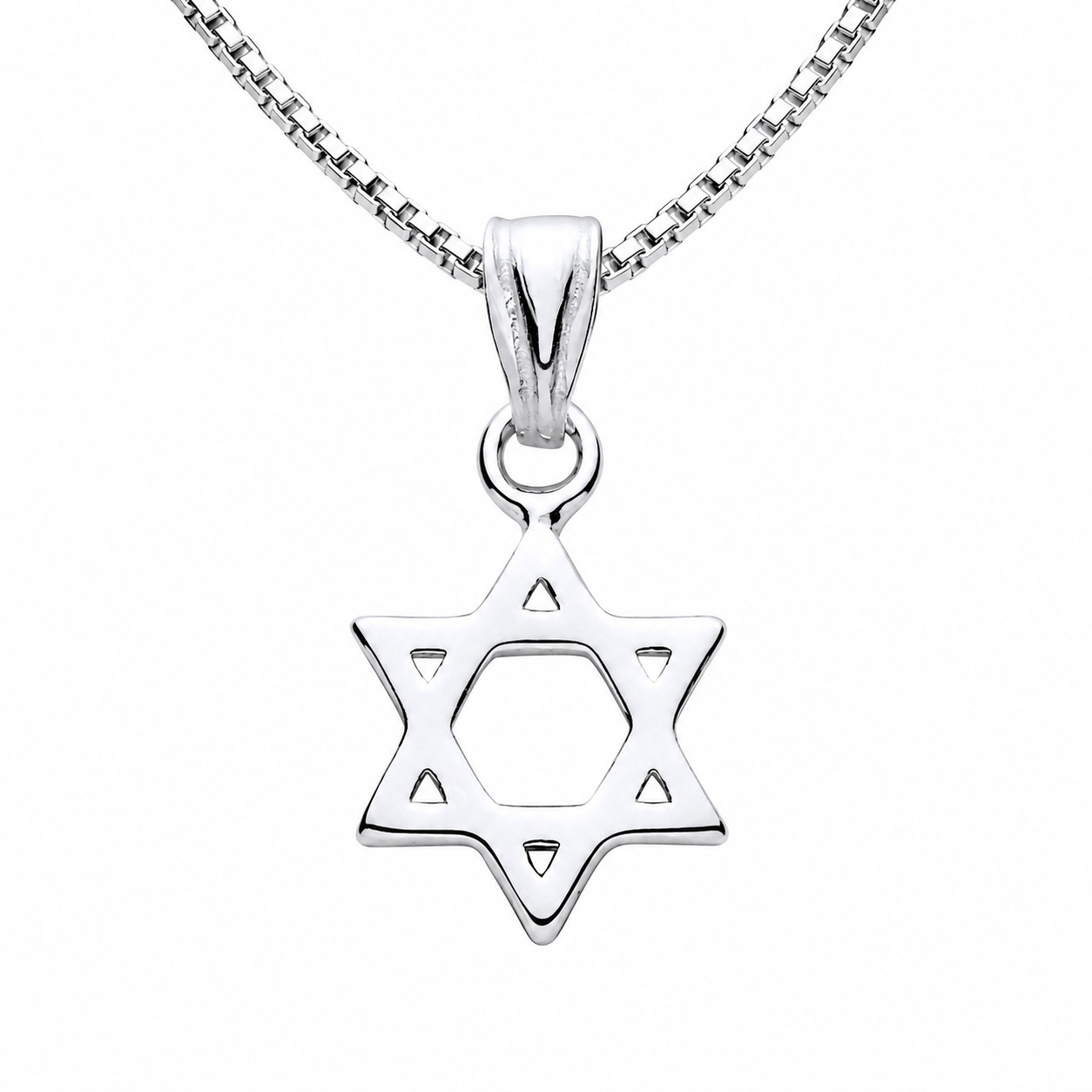 925 Sterling Silver Petite Star of David Pendant Necklace 16 or 18 Inch Chain